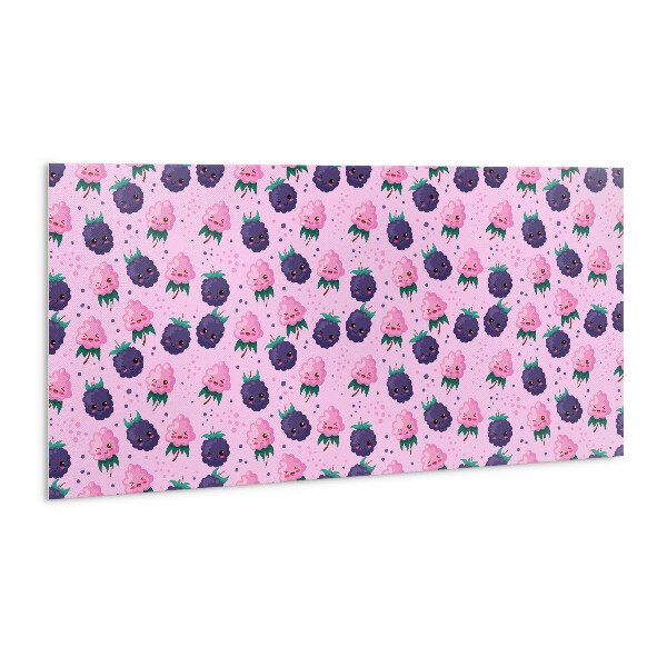 Wall panel Pink cartoon fruits