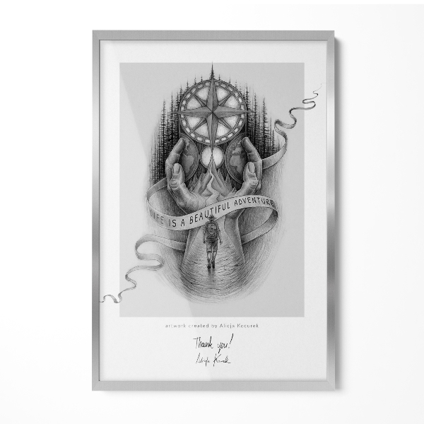 Silver photo frame for wall 7x11 in