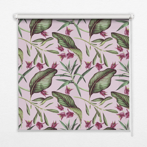 Roller blind for window Tropical leaves