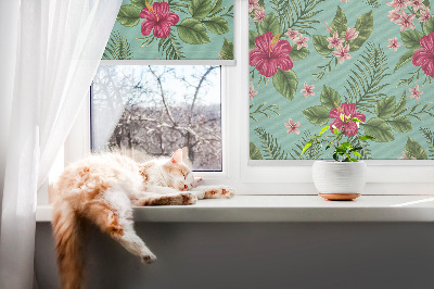 Roller blind for window Exotic plants