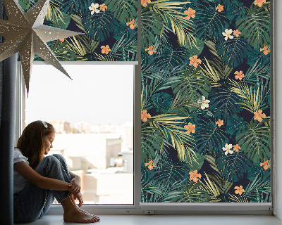 Roller blind for window Tropical leaves and flowers