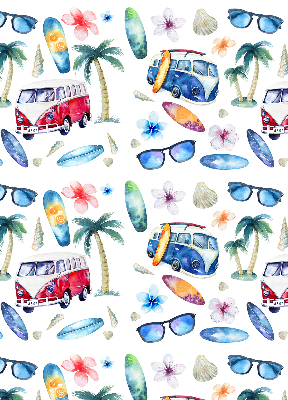 Roller blind for window Hawaii cars and palm trees