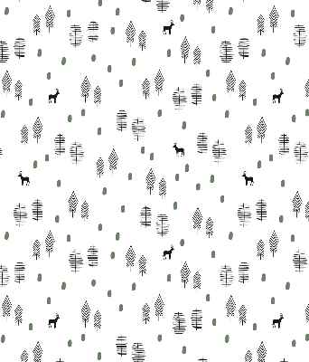 Roller blind Drawed trees and deer