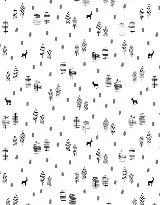 Roller blind Drawed trees and deer