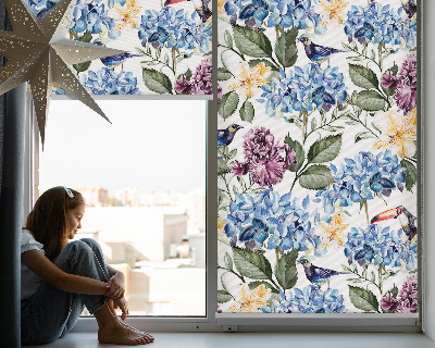 Roller blind for window Toucans and flowers