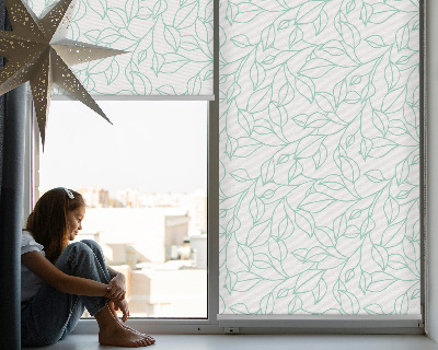Roller blind for window Turquoise leaves