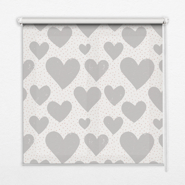 Roller blind for window Gray hearts