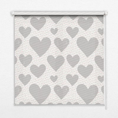 Roller blind for window Gray hearts