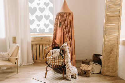 Roller blind for window Gray hearts