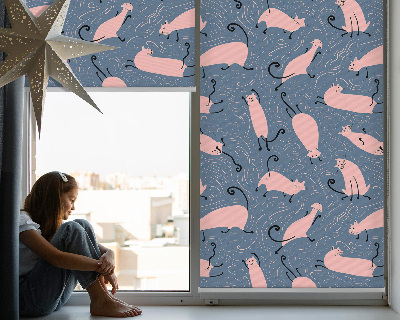 Roller blind for window Pink cats
