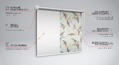 Roller blind for window Swallows