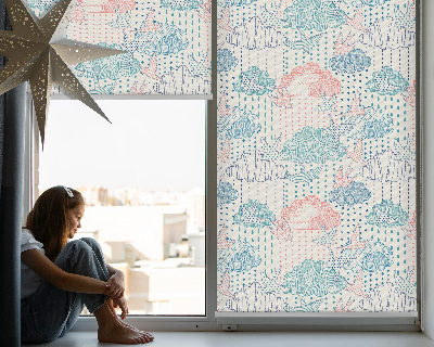 Kitchen roller blind Colorful clouds with patterns