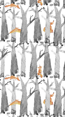 Roller blind Gray trees red foxes