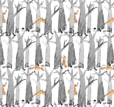 Roller blind Gray trees red foxes