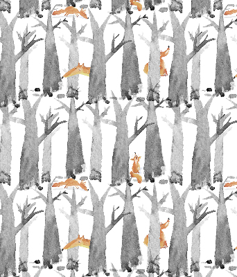 Roller blind Gray trees red foxes