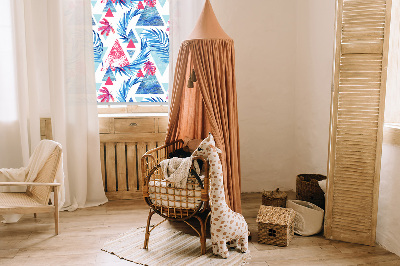 Roller blind Blue leaves and triangles