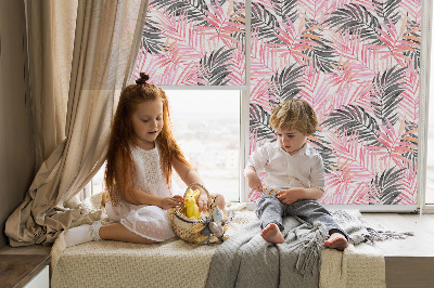 Window blind Pink and black leaves