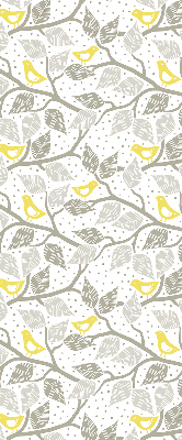 Roller blind for window Yellow birds on gray branches