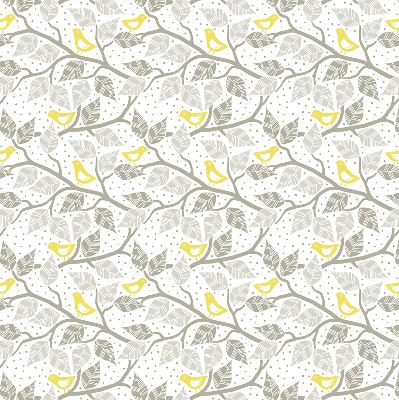 Roller blind for window Yellow birds on gray branches