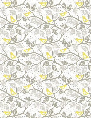 Roller blind for window Yellow birds on gray branches