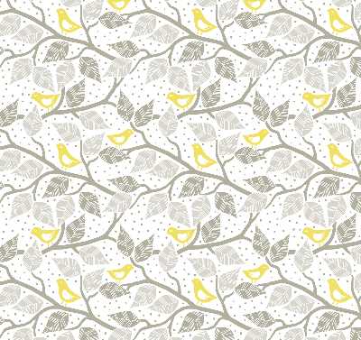 Roller blind for window Yellow birds on gray branches