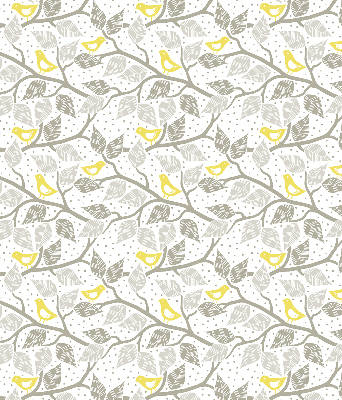 Roller blind for window Yellow birds on gray branches