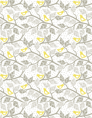 Roller blind for window Yellow birds on gray branches