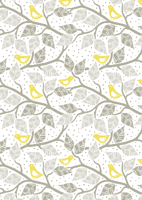 Roller blind for window Yellow birds on gray branches