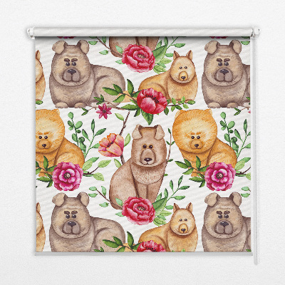 Kitchen roller blind Dogs among flowers