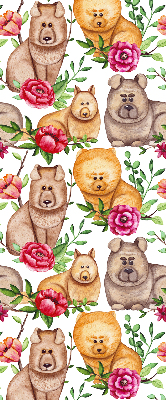 Kitchen roller blind Dogs among flowers