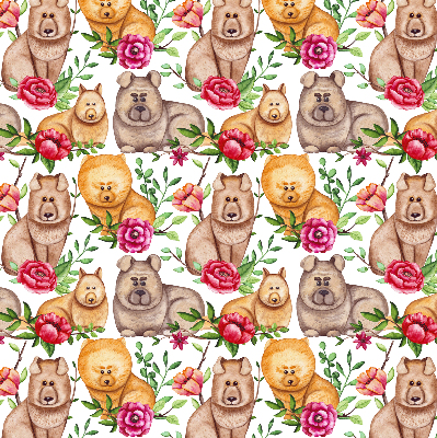 Kitchen roller blind Dogs among flowers