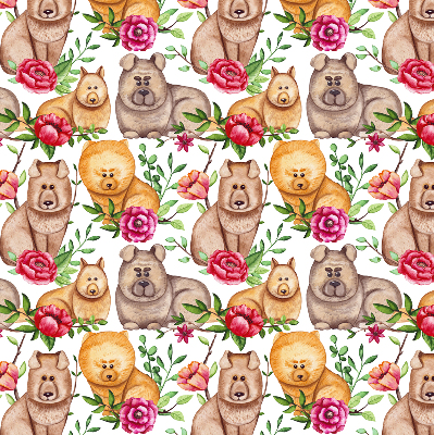 Kitchen roller blind Dogs among flowers