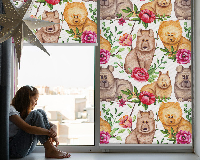 Kitchen roller blind Dogs among flowers