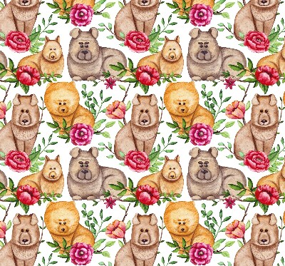 Kitchen roller blind Dogs among flowers