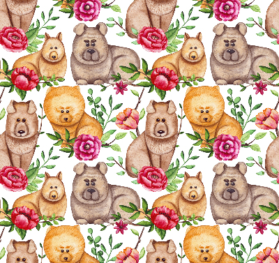 Kitchen roller blind Dogs among flowers