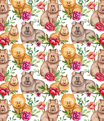 Kitchen roller blind Dogs among flowers