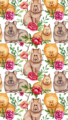 Kitchen roller blind Dogs among flowers