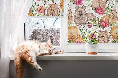 Kitchen roller blind Dogs among flowers