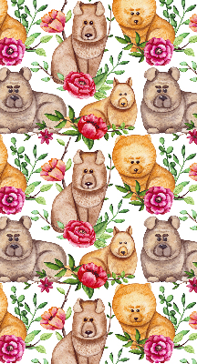 Kitchen roller blind Dogs among flowers