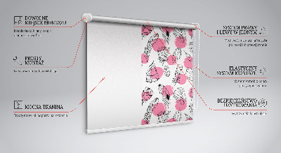 Kitchen roller blind Feathers and pink dots