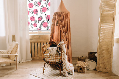 Kitchen roller blind Feathers and pink dots