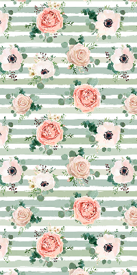 Roller blind for window Roses on green horizontal stripes