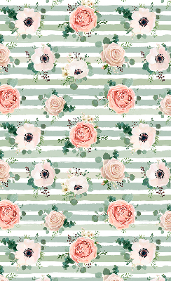 Roller blind for window Roses on green horizontal stripes