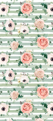 Roller blind for window Roses on green horizontal stripes