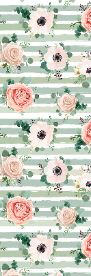 Roller blind for window Roses on green horizontal stripes