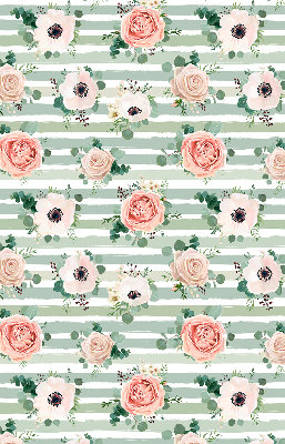 Roller blind for window Roses on green horizontal stripes