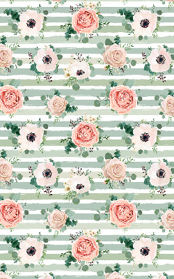 Roller blind for window Roses on green horizontal stripes