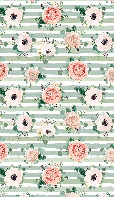 Roller blind for window Roses on green horizontal stripes