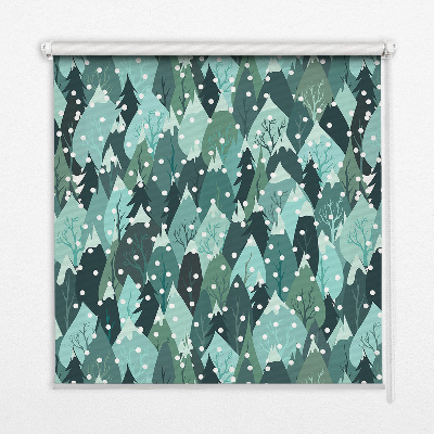 Roller blind for window Forest and falling snow