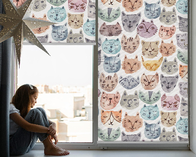 Daylight roller blind Colorful faces of cats